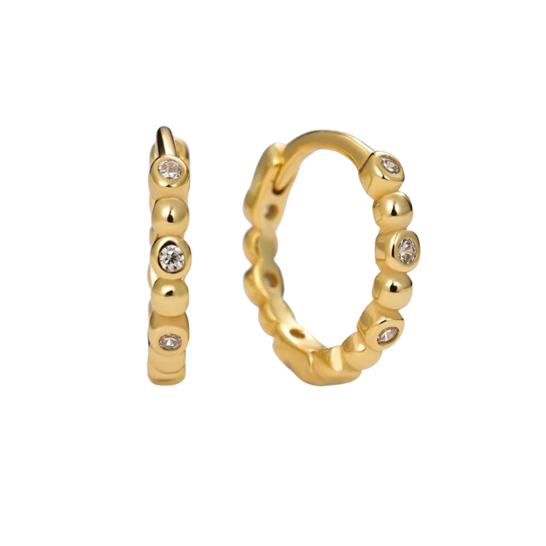 Bezel chain huggie earring deals