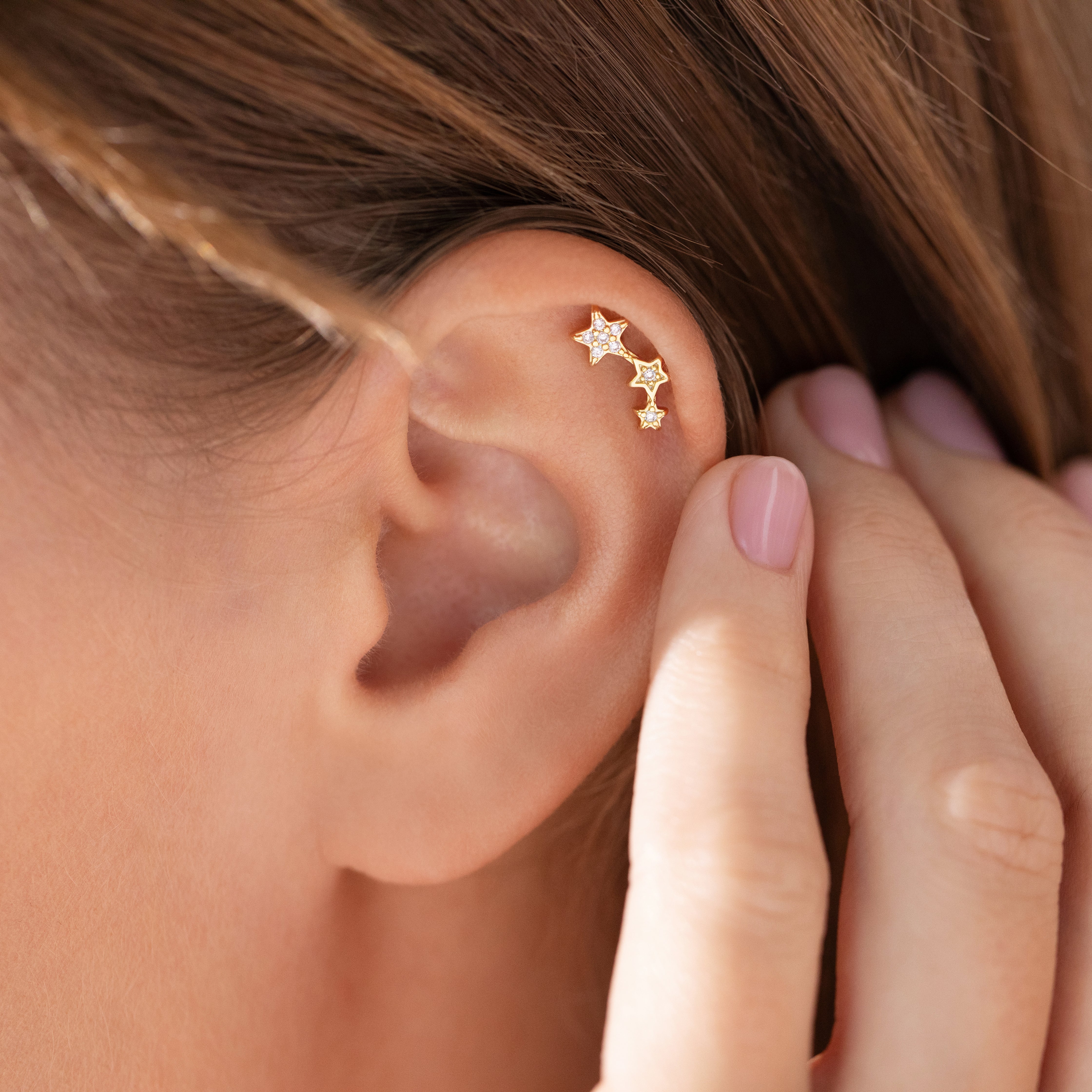 Trinity Star Barbell Earrings