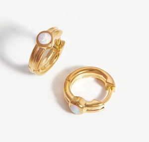 Open image in slideshow, Opal Hoop Earrings
