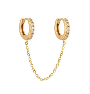 Open image in slideshow, Celine Chain Huggie Hoop Earrings
